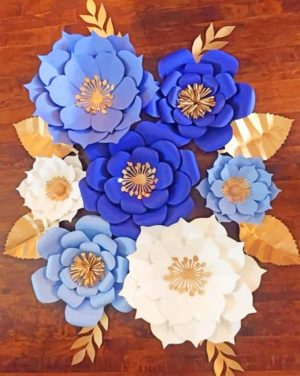Blue Paper Flowers Paint By Numbers