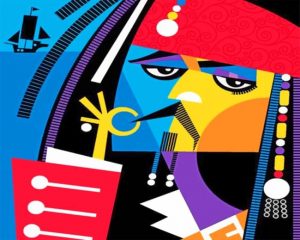 Illustration Colorful Pirate Paint By Numbers