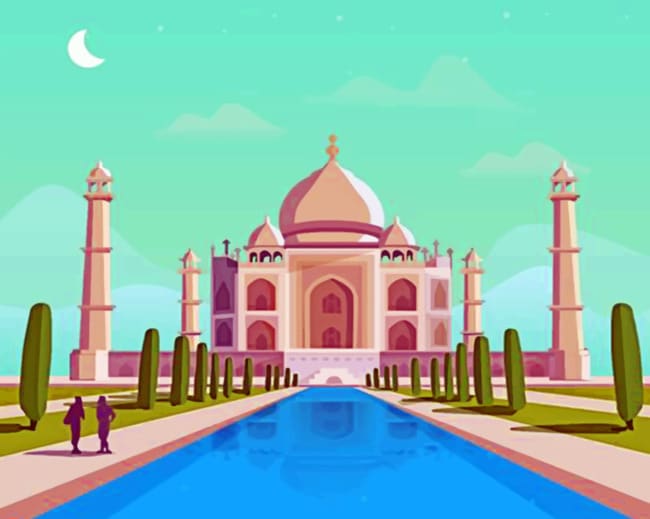Illustration Taj Mahal Paint By Numbers