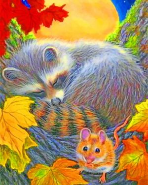 Raccoon And Mouse Paint By Numbers