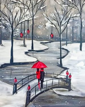 Couple Walking In Snow Paint By Numbers