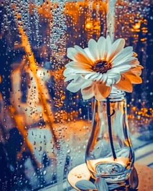 White Flower In A Glass Paint By Numbers