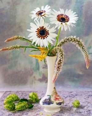 White Flowers Vase Paint By Numbers