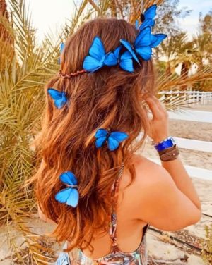 Girl And Blue Butterflies Paint By Numbers