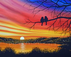 Birds Silhouette On Tree Paint By Numbers