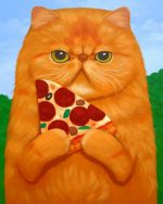 Cat Holding Pizza Paint By Numbers