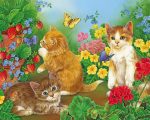 Kitties In Garden Paint By Numbers