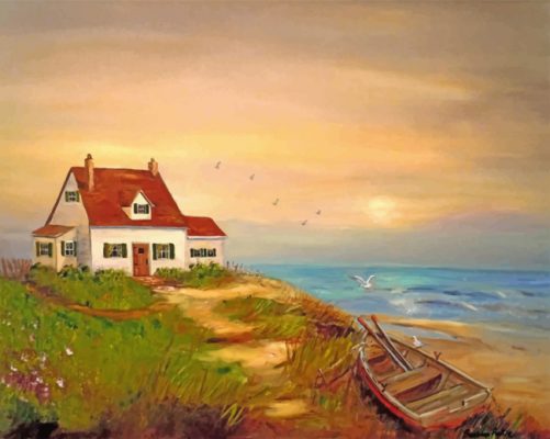 Cottage By the sea paint by number