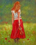 Girl Holding Violin Paint By Numbers