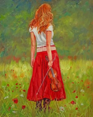 Girl Holding Violin Paint By Numbers
