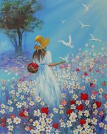 Girl In Flowers Garden Paint By Numbers