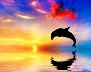 Jumping Dolphin Silhouette Paint By Numbers