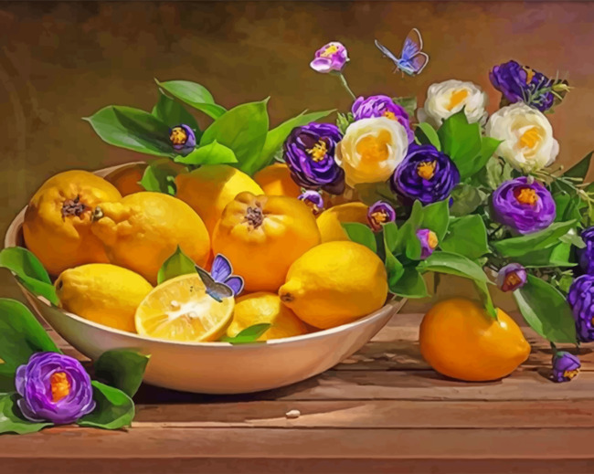 Lemons And Flowers Paint By Numbers