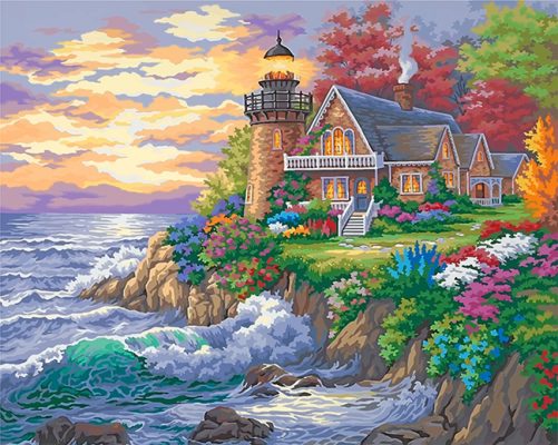 Lighthouse And Cottage Paint By Numbers