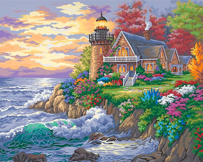 Lighthouse And Cottage Paint By Numbers