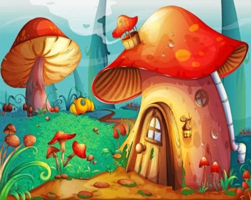 Mushroom House paint by number
