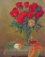 Red Roses In Glass Paint By Numbers