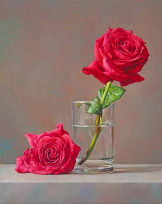 Rose Flower In Glass Paint By Numbers