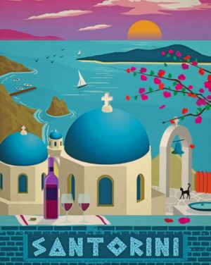 Santorini Illustration Poster Paint By Numbers
