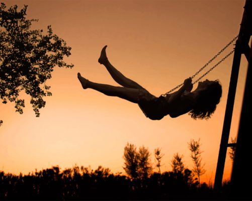Swinging Girl Silhouette Paint By Numbers