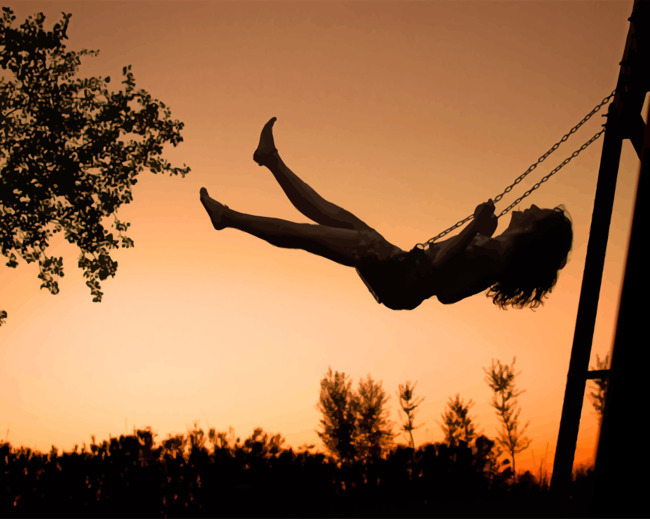 Swinging Girl Silhouette Paint By Numbers