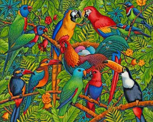 Tropical Rainforest Birds Paint By Numbers