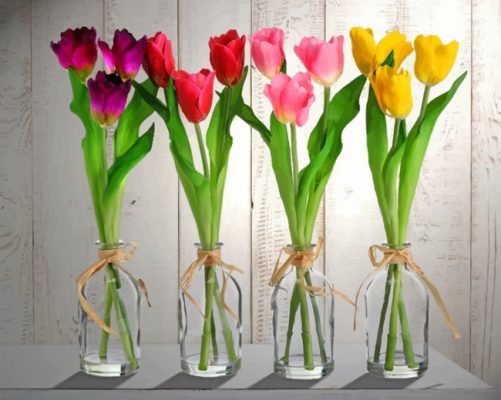 Tulips In Glass Vases Paint By Numbers