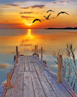 Sunset Lake Dock Paint By Numbers