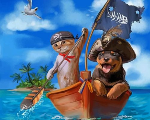 Dog And Cat Pirates Paint By Numbers