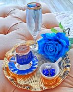 Coffee And Blue Rose Paint By Numbers