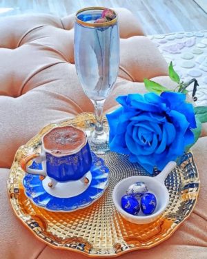 Coffee And Blue Rose Paint By Numbers