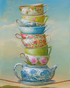 Teapot And Stacked Cups Paint By Numbers