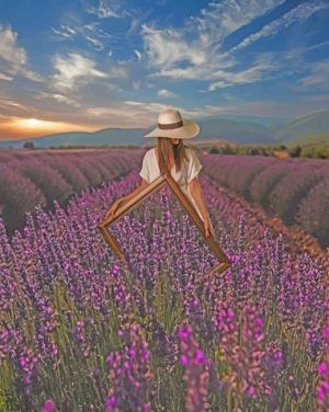 Girl In Lavender Field Paint By Numbers