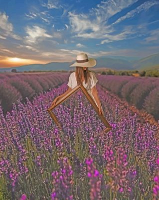 Girl In Lavender Field Paint By Numbers