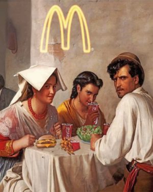 Antique People Eating McDonals Paint By Numbers