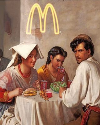 Antique People Eating McDonals Paint By Numbers