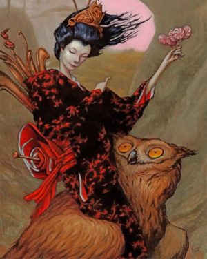Asian Woman And Owl Paint By Numbers