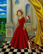 Woman Wearing Red Paint By Numbers