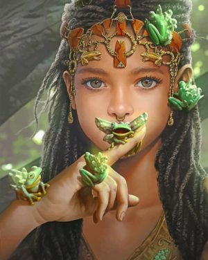 Girl And Frogs Paint By Numbers