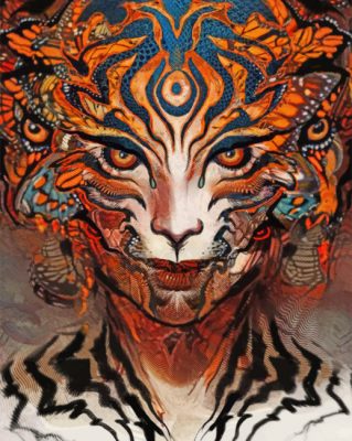 Trippy Tiger Woman Paint By Numbers