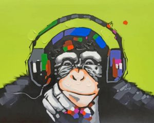 Monkey Wearing Headphones Paint By Numbers