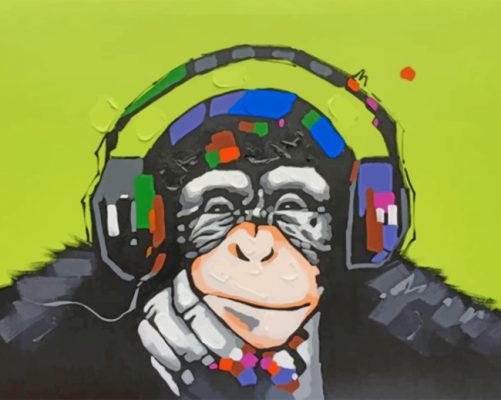 Monkey Wearing Headphones Paint By Numbers