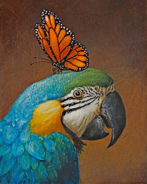 Parrot And Butterfly Paint By Numbers