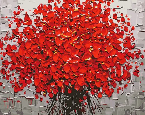 Red Plum Tree Paint By Numbers