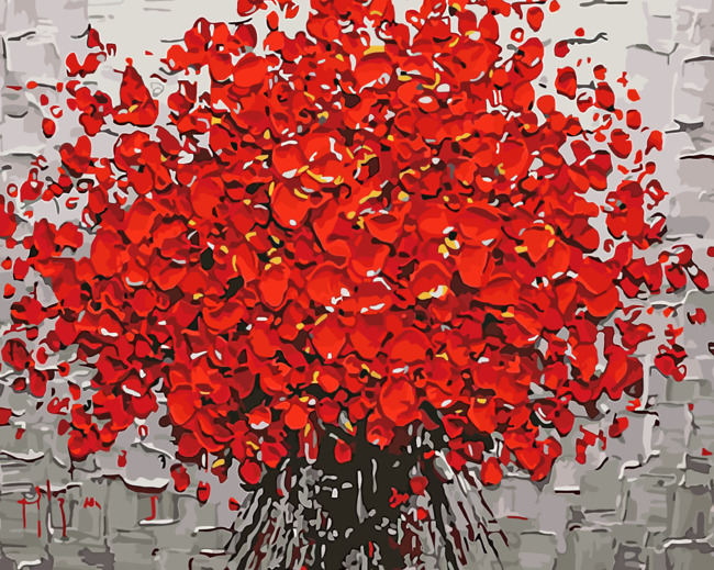 Red Plum Tree Paint By Numbers