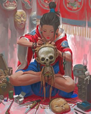 Sculptor Asian Woman paint by numbers