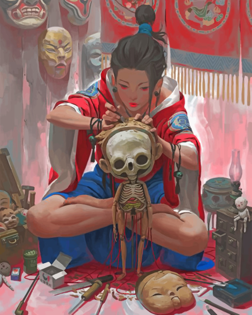 Sculptor Asian Woman paint by numbers