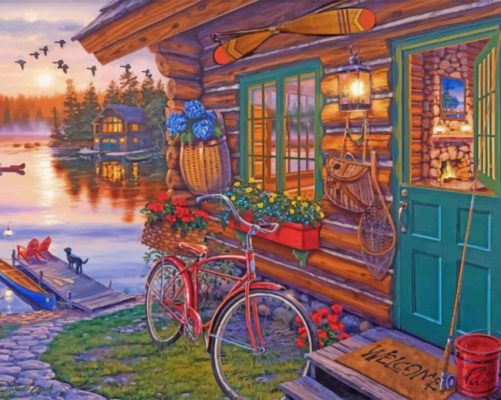 Wooden Cabin Paint By Numbers