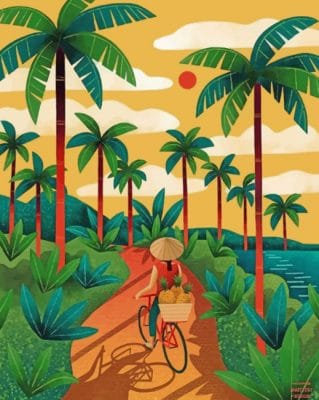 Woman Riding A Bike Paint By Numbers