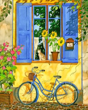 Bicycle In Garden paint by number